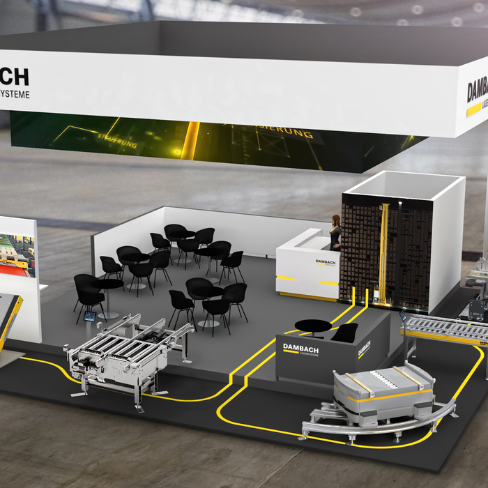 3D-Visualisierung einer automatisierten Lager- und Fördertechnik von DAMBACH