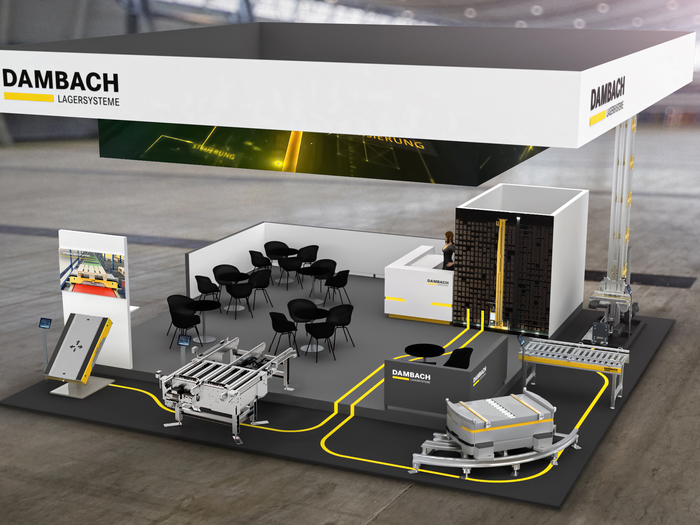 3D-Visualisierung einer automatisierten Lager- und Fördertechnik von DAMBACH