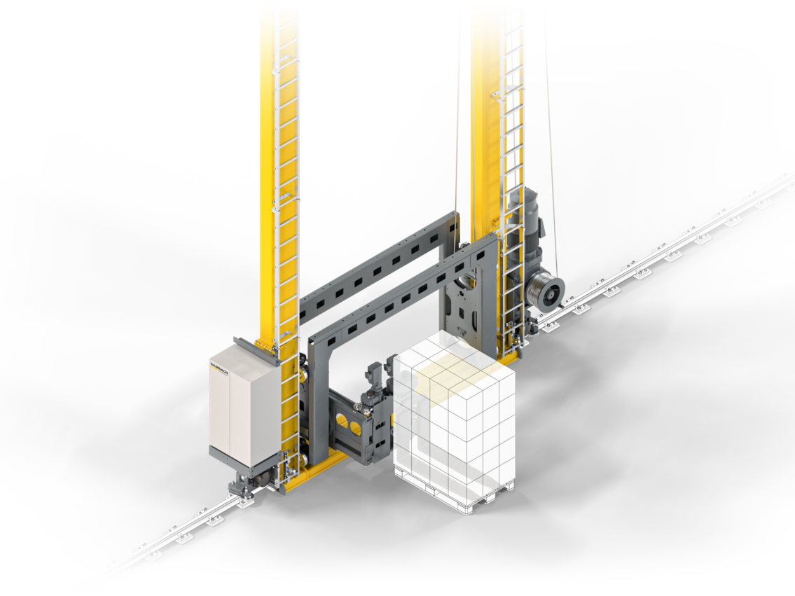 Automatisiertes Lagergerät mit zwei Hubmasten und Aufnahmevorrichtung
