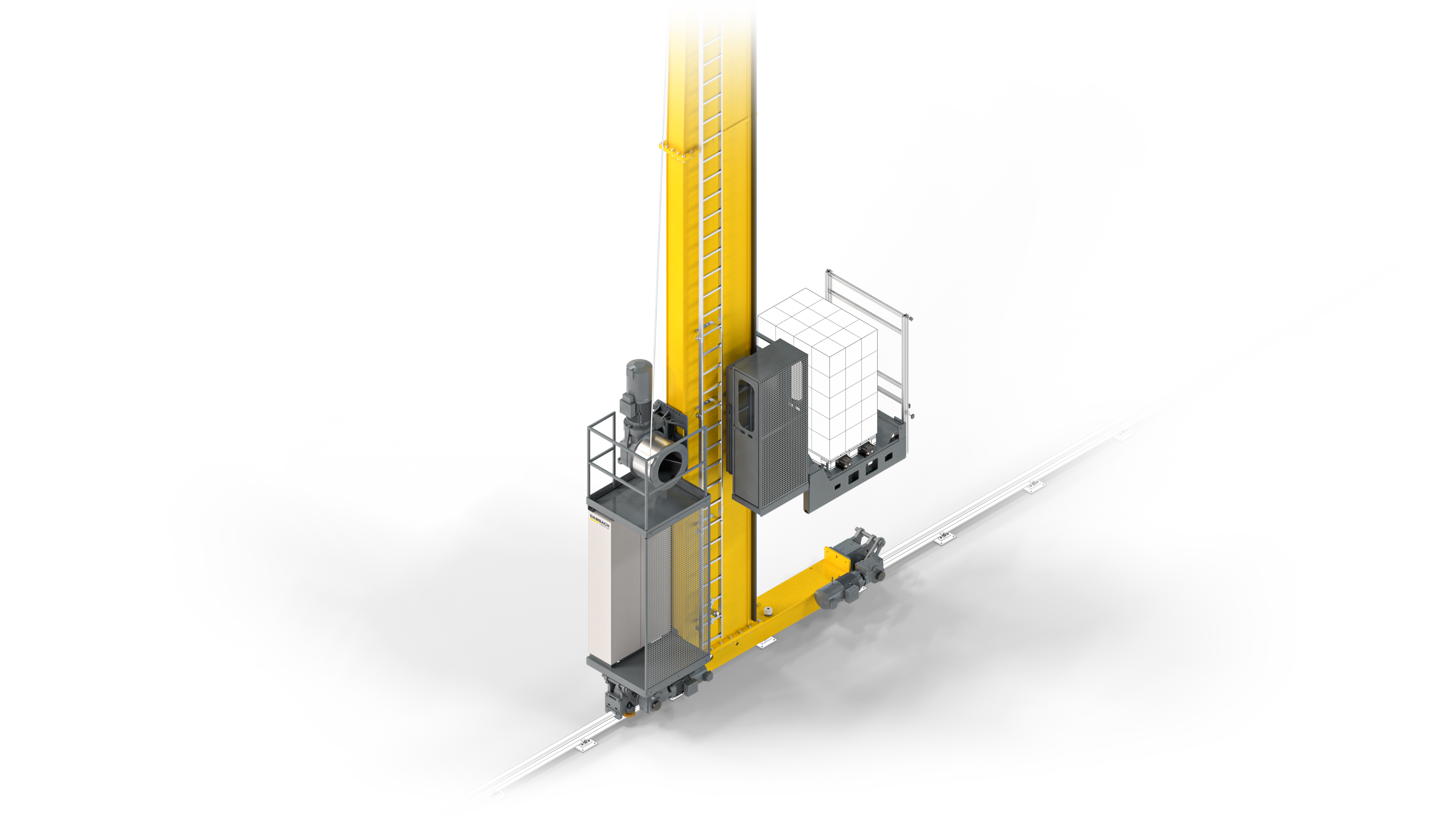 Automatisiertes Lagergerät mit Hubmast für die Ein- und Auslagerung von Ladeeinheiten